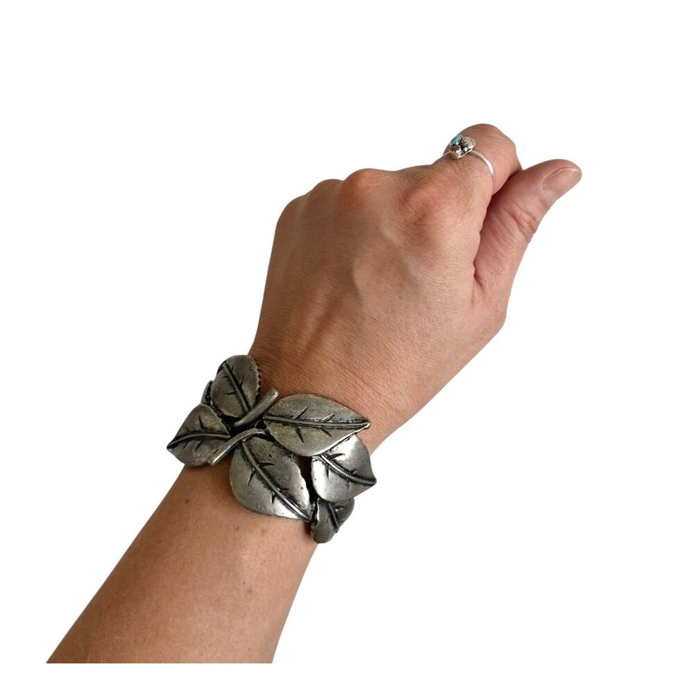 Fairy Leaf Bracelet dark ethereal jewelry gift renaissance faire claw pewter